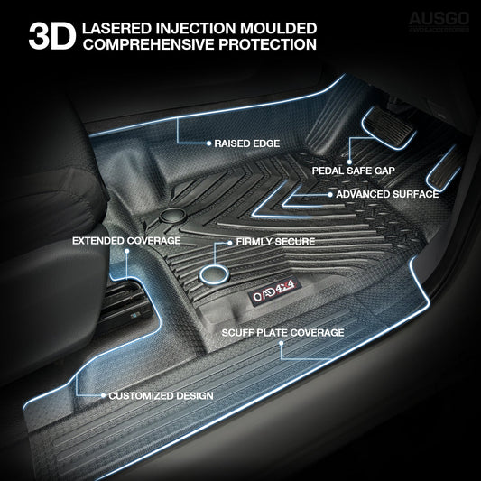 5D Injection Floor Mats for Ford Ranger PX PX2 PX3 Series Dual Cab 2011-2022