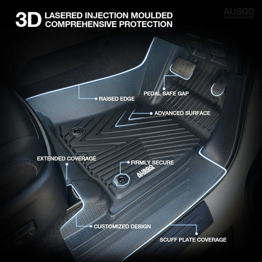 5D Injection Floor Mats for Toyota Hilux Dual Cab 2015-2025 Auto Trans