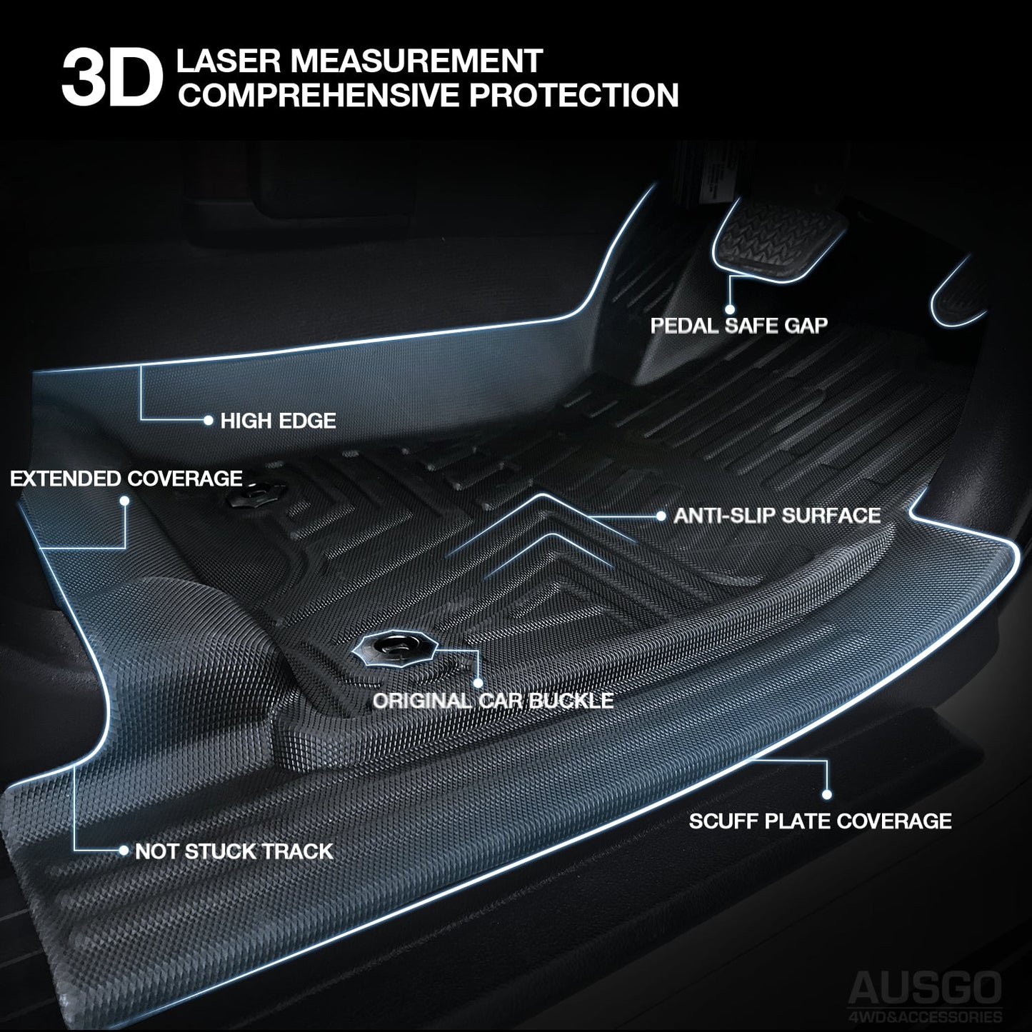 5D Car Floor Mats for Toyota Land Cruiser Prado 150 Series 7-Seat 2009-2024 (Auto Trans)