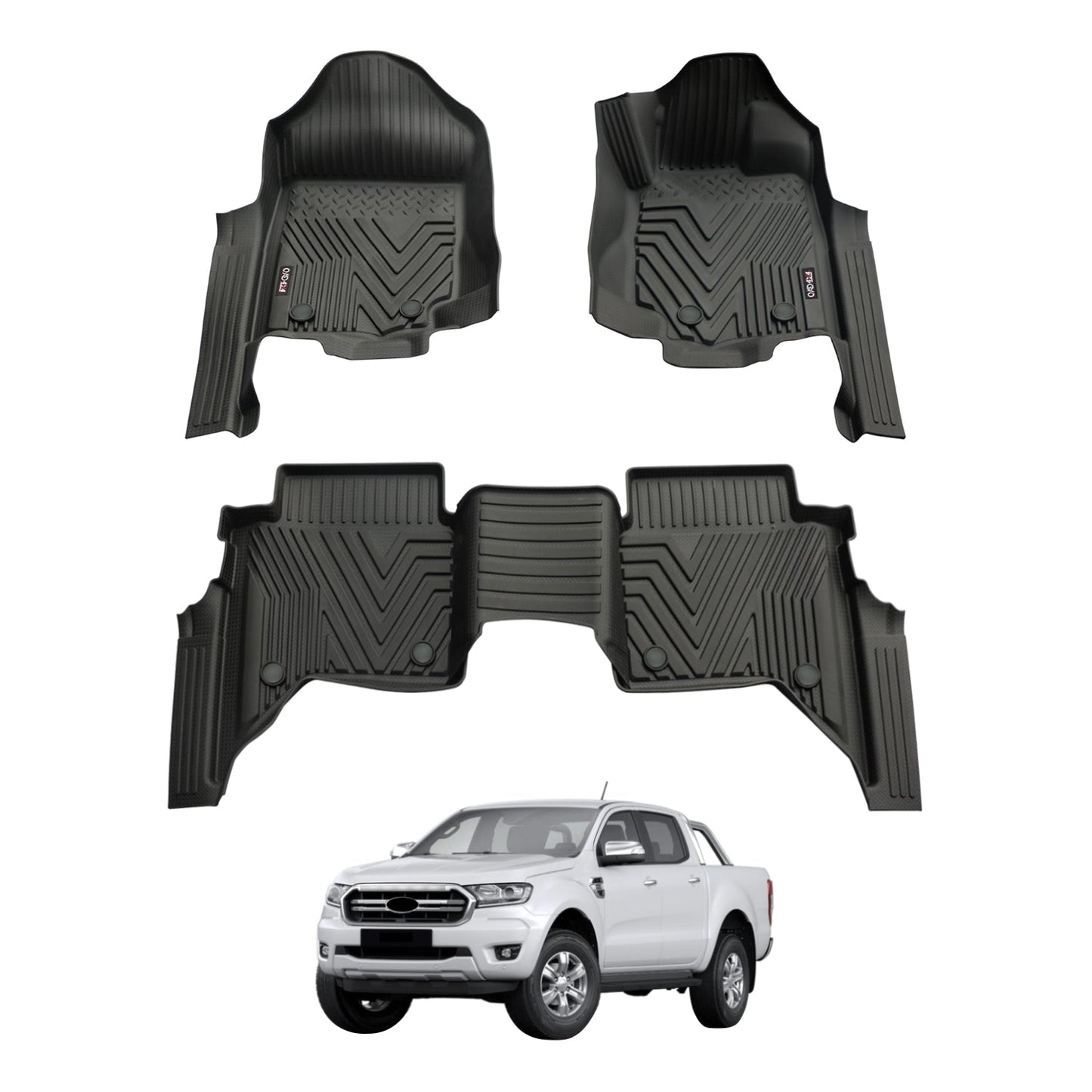 5D Injection Floor Mats for Ford Ranger PX PX2 PX3 Series Dual Cab 2011-2022