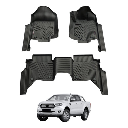 5D Injection Floor Mats for Ford Ranger PX PX2 PX3 Series Dual Cab 2011-2022