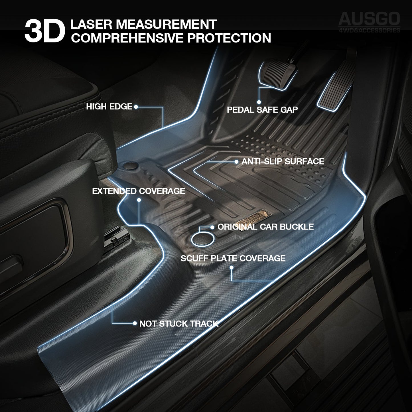 5D Car Floor Mats for RAM 1500 DT Series Crew Cab 2020-2023